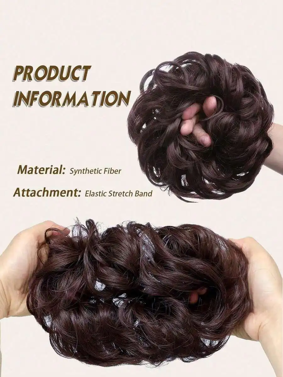 

Wavy Curly Synthetic Messy Bun Hair Extension With Elastic Stretch Band For Women