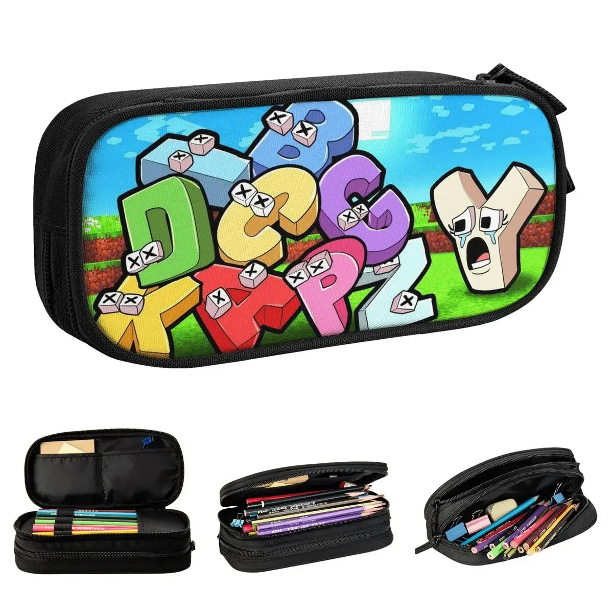 학생용 알파벳 글자 연필 케이스, 대용량 가방, 학용품 선물, 문구 펜꽂이