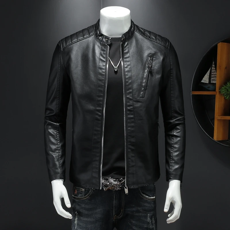 Hot Selling White Men 2022 Faux Leather Jacket Motorcycle Jaqueta De Couro Masculina Outwear Male PU  Coats 5XL