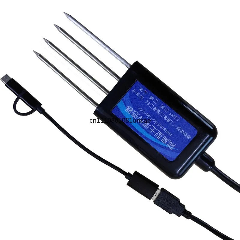 USB Multi-Parameter Soil Sensor, 7-in-1 Meter for Temperature, Humidity, NPK, pH, Salinity & Conductivity