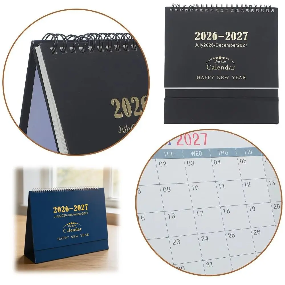 Twin Wire Binding 2026-2027 Desk Calendar Ample Writing Space Minimalist Style Standing Flip Calendar Standing Flip Design