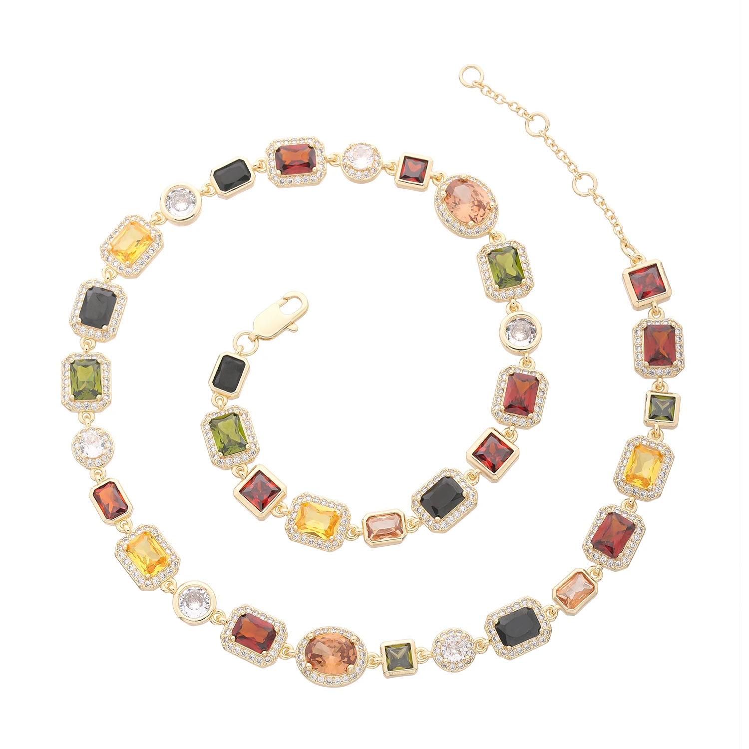

Free Delivery Products New Colorful Crystal Bracelet 20cm and Necklace 45cm Fashion Jewelry All in One