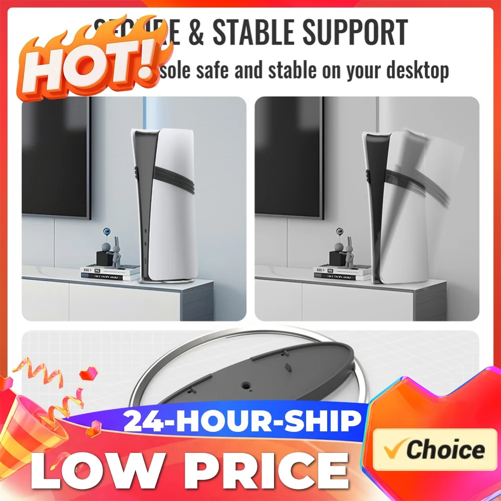 Metal Vertical Stand Game Console Base Bracket Anti-Slip Base Holder Game Console Host Stand for Pro/ Slim/ Console