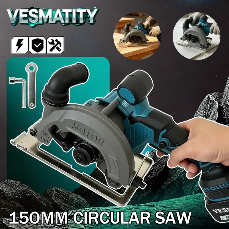 Cordless Circular Saw Equipped With 150mm Blade Portable Wood Metal Cutting Saw For 18V-20V Battery.Professional‑grade