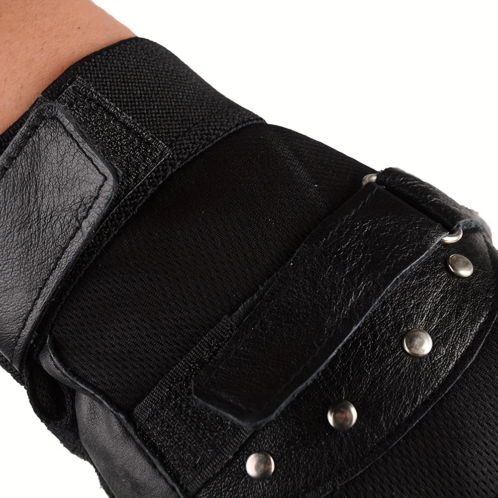 Primavera otoño hombres guantes de cuero genuino antideslizante medio dedo piel de cabra sin dedos gimnasio Fitness conducción guantes masculinos