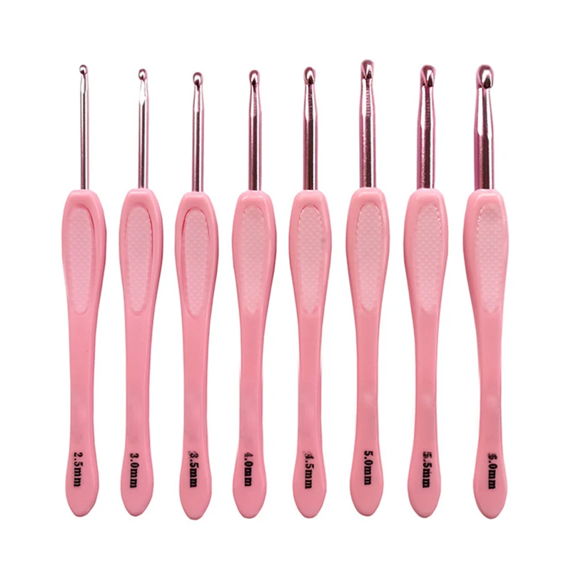 8 Teile/satz Kunststoffgriff Aluminium Häkelnadeln Stricknadel Set 1,25-2,75mm Für Garn Pullover Weben DIY Handwerk Werkzeug