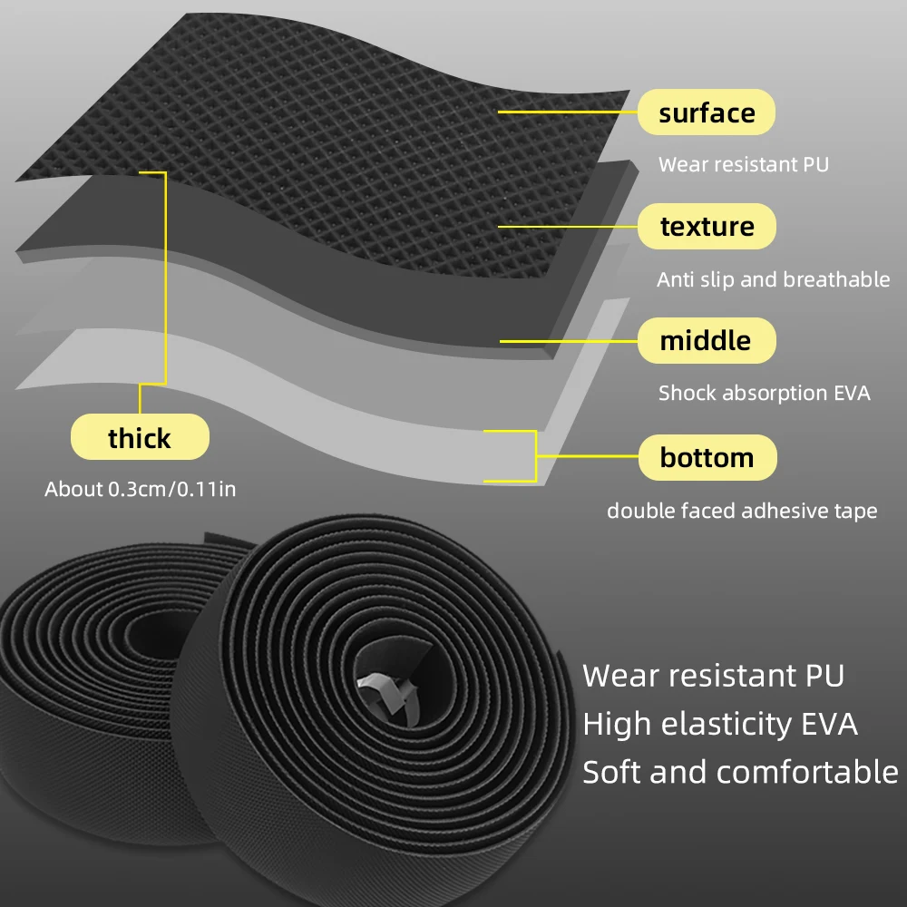  MOTSUV Road Bicycle Handlebar Tapes PU+EVA Ergonomic Bike Bar Tapes Anti-slip Shockproof Handlebar Tape Cycling Accessories