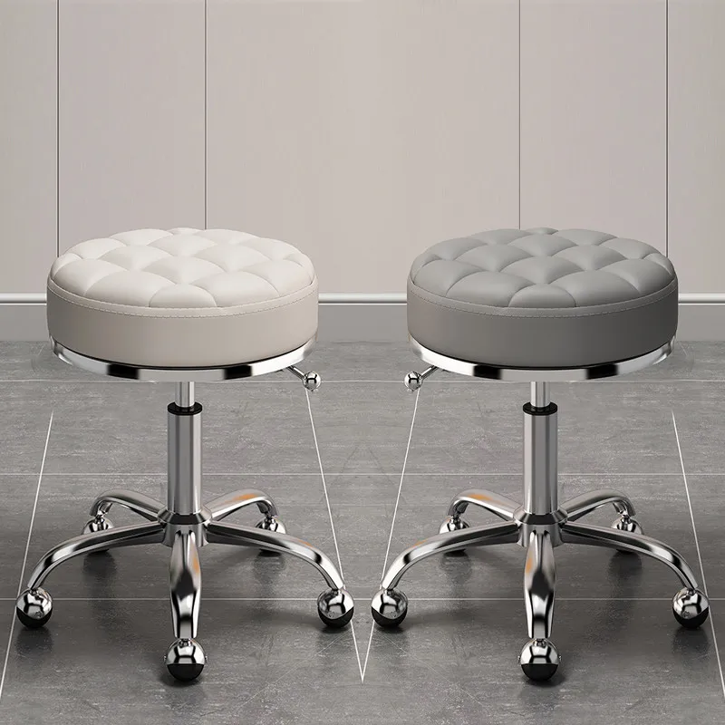Height Adjustable Swivel Salon Stool Professional Barber Chair with Wheels Beauty Salon Round Seat Manicure Tattoo Stool