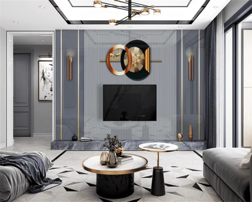 beibehang Customized three-dimensional modern minimalist luxury TV background wallpaper, film and television living room bedroom