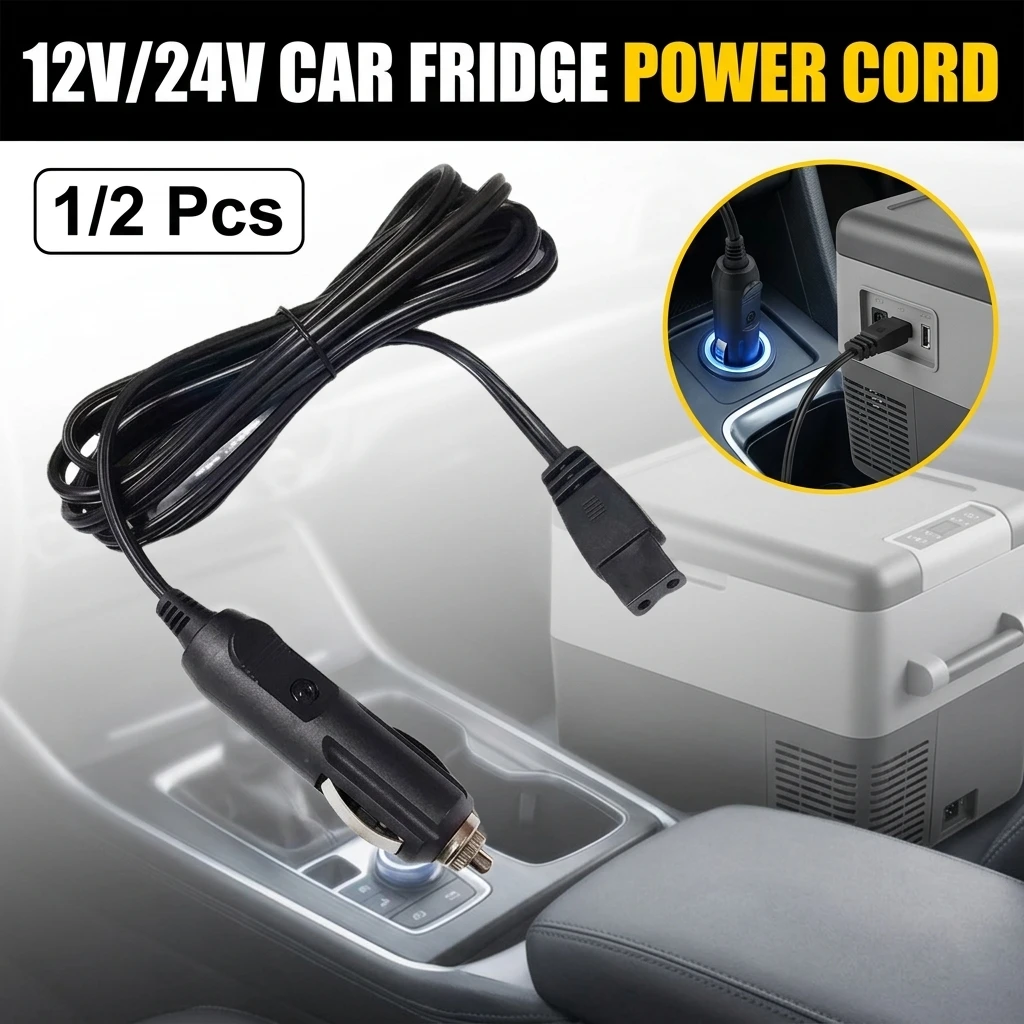 1/2Pcs 2m 12V DC 2 Pin Cable Plug Car Fridge Adapter Cable Cooler Cool Box Mini Fridge Accessories For 7x24 Hours Usage