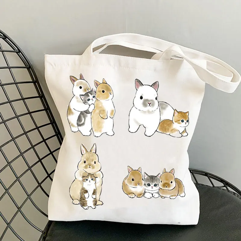 Tote Bag borse Casual Girl borse a tracolla per ragazze Fashion Shopper Bag Kawaii Cats Cute Animal Bags Shopping Bag borse di tela