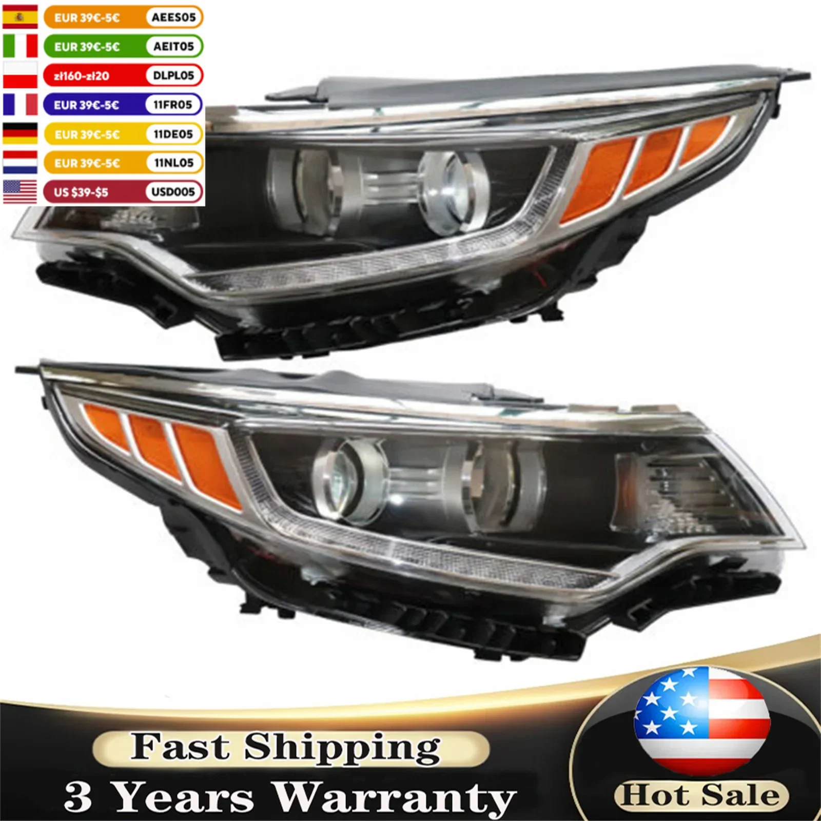 LED Halogen Headlight For 2016 2017 2018 Kia Optima Clear Lens Driver or Passenger Side