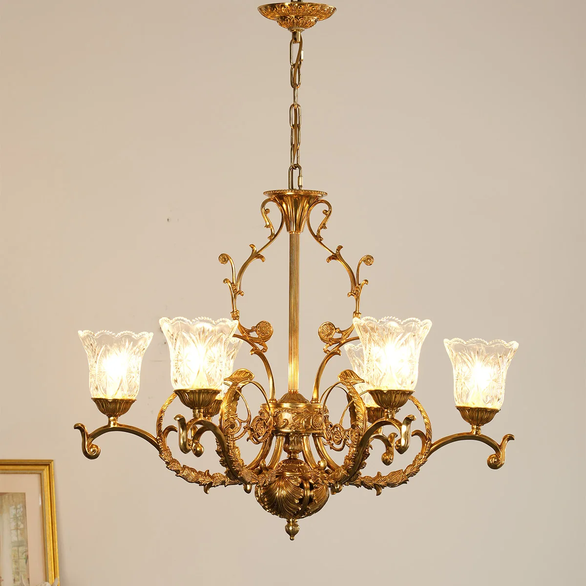 

Foreign trade explosion French brass chandelier American retro all-copper lamp indoor lighting chandelier