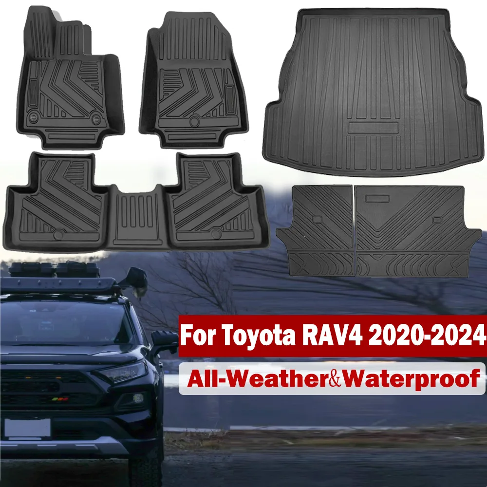 

Floor Mats for Toyota RAV4 2020 2021 2022 2023 2024,All Weather Waterproof Anti Kick Floor Mats Trunk Backrest Mats Protector