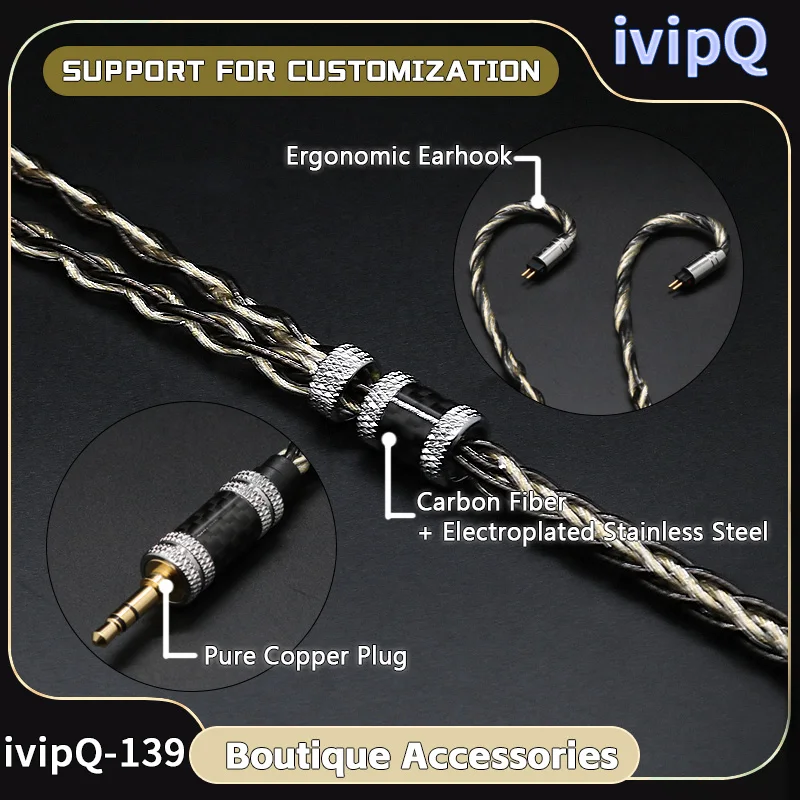 كابل سماعة أذن Ivipq ، كابل رئيسي بالإضافة إلى ، mmcx/2pin ، */n5005/e900 لـ fudu perfomer8 f1 pro 10 himalaya performer8 s12 pro