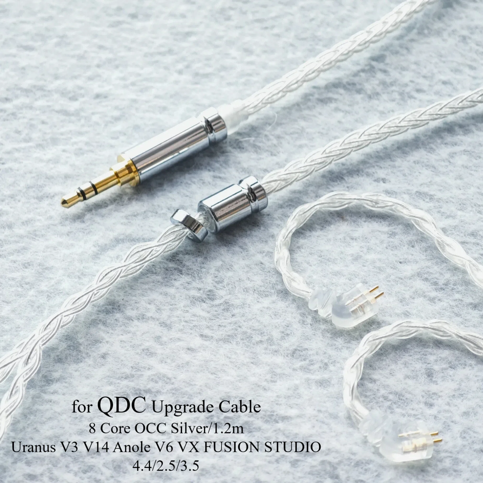 

QDC Cable Uranus V3 V14 Anole V6 VX FUSION STUDIO, 8 Core Earphones, Silver Plated Upgrade Cable, OCC, 4.4mm Balance, 2.5 MIC