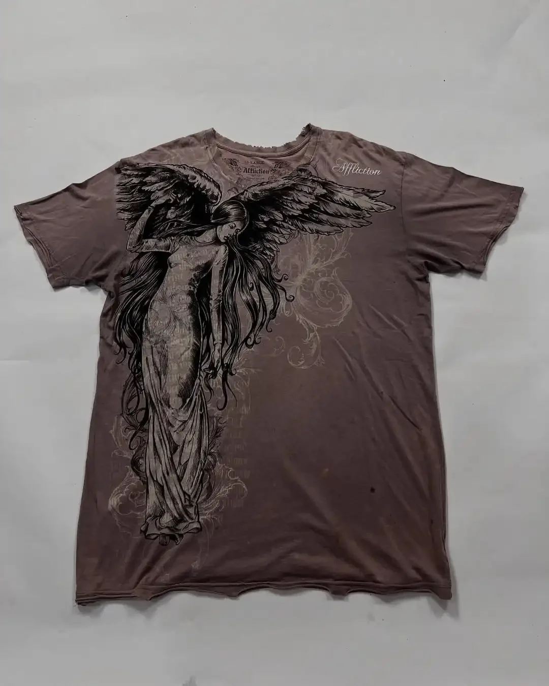 

2000S Affliction Black T Shirt Y2K Harajuku Hip Hop Men Women Skull Holy Goddess Printing Tee Fashion Gothic Short Sleeves Tops