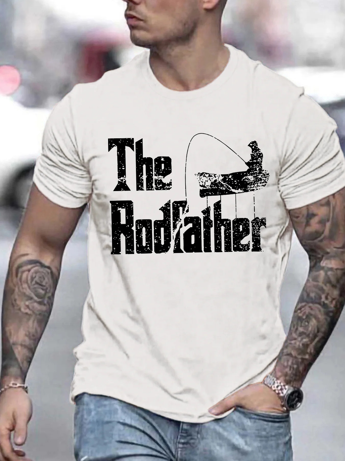 

Новая повседневная футболка с круглым вырезом и принтом для мужчин - летняя одежда Футболка с круглым вырезом для мужчин Унисекс Уличная одежда Топы