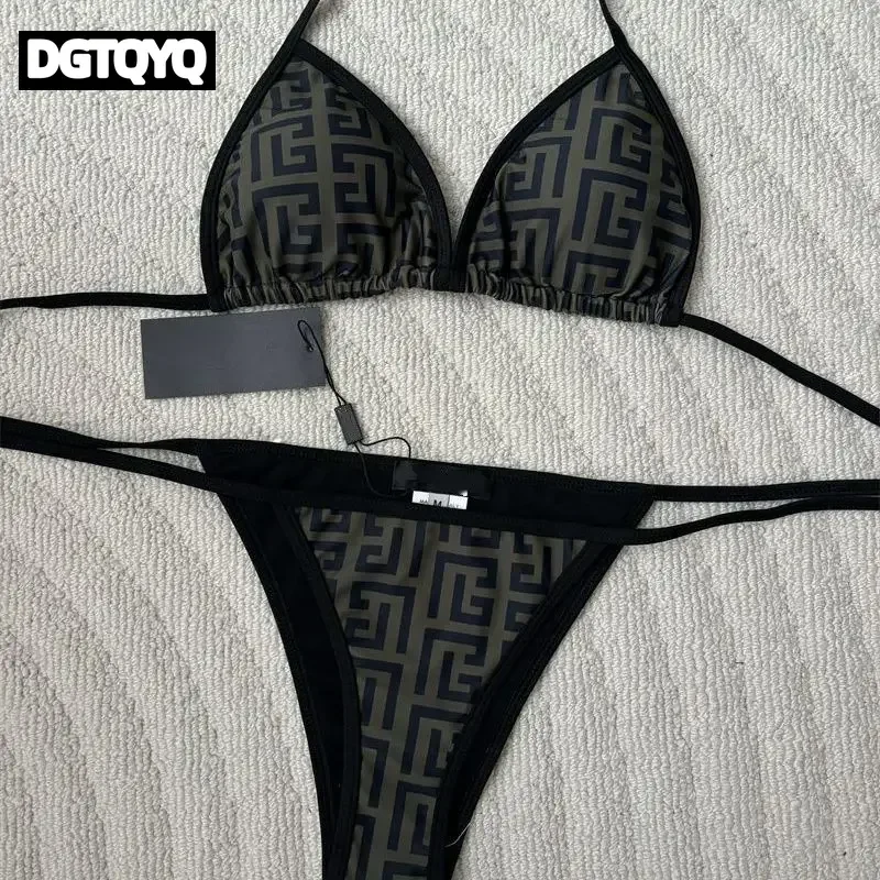 

Новый модный пляжный повседневный купальник-двойка с принтом для женщин, сексуальный купальник с открытой спиной и принтом, модель 2026 года