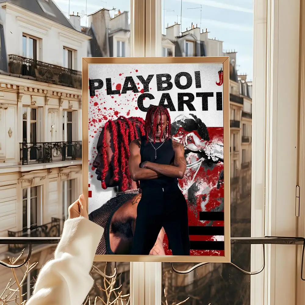 الراب P_Playboi C_Carti اللوحة الخط الكتان قماش المشارك جدار يطبع لغرفة المعيشة غرفة نوم مكتب ديكور المنزل #4