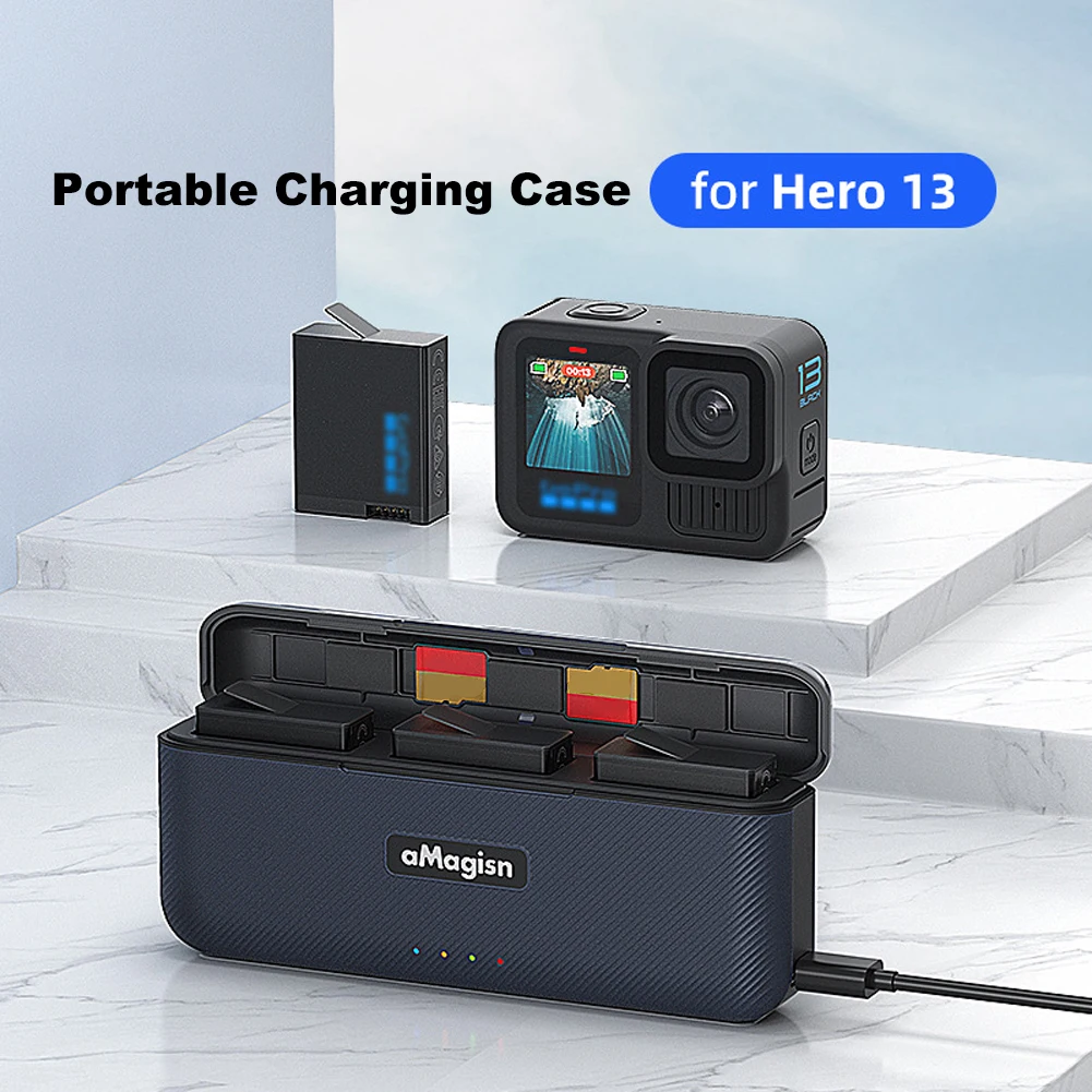 Battery Fast Charger Charging Case 3Channel Battery Charger Battery Charger Station For GoPro Hero 13 Battery Camera Accessories