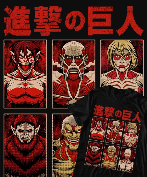 Anime T Shirt Japanese unisex Attack on Titan Principales Titanes