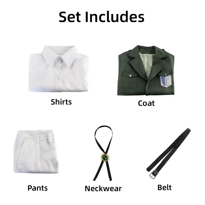 Anime AOT Cosplay Levi Costume Shingek No Kyojin Scouting Legion Soldier Coat Trench Jacket Uniform Halloween Outfit