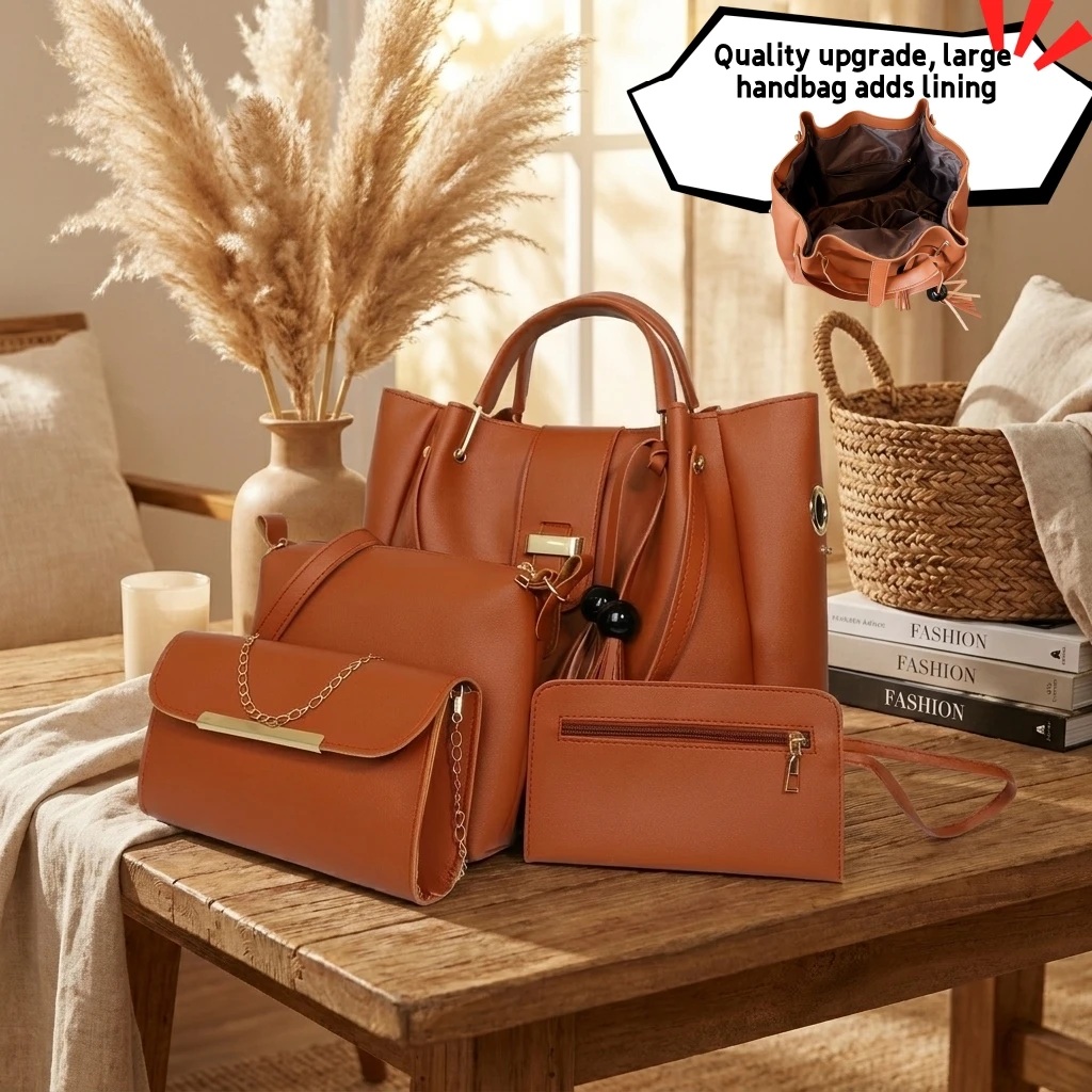

Four-piece set large capacity tote bag, shoulder bag, crossbody bag, clutch bag, wallet, card holder