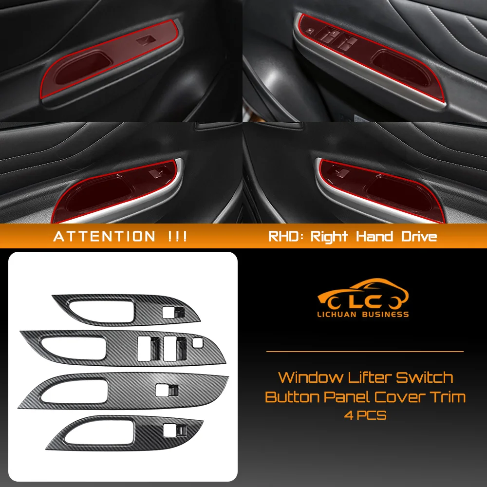 4pcs ABS Window Lifter Switch Button Panel Cover Trim Carbon Fiber Color for Mitsubishi Strada Triton L200 2019-2022