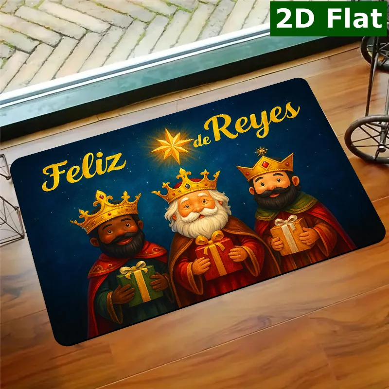 Three Kings Festive Welcome Doormat Non Slip Washable Mat For Kitchen Bathroom Porch Living Room Bar Cafe Home Decor