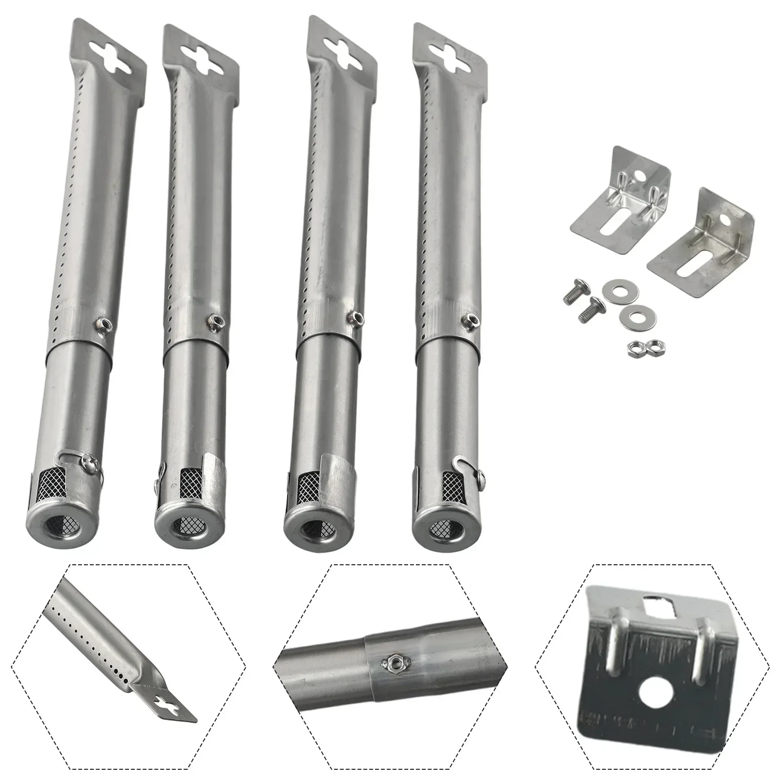 

25.4mm Accessory Tube Burners Adjustable Universal Yard Barbecues Gas Grill Heavy Duty Heavy duty Outdoor Silver