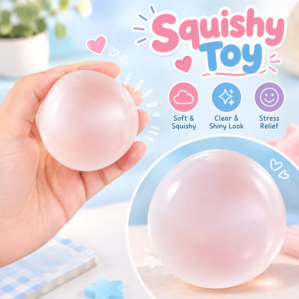 Squishy Mochi Squeeze Toy Soft White Slow Rebound Decompression Anti Stress Simulated Ball Fidget Toy Transparent Maltose