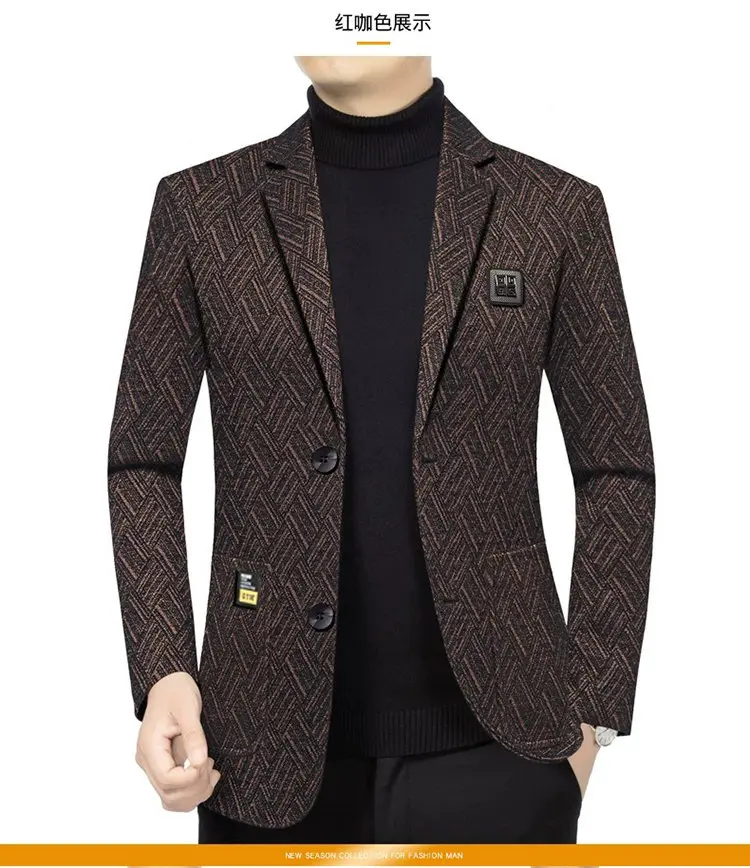 Herren-Blazer Modischer Business-Bankett-Tanz-Sänger-Blazer Gestreifter Figurbetonter Lässiger Trendiger Hochzeits-Bankett-Performance-Blazer – Detail 7
