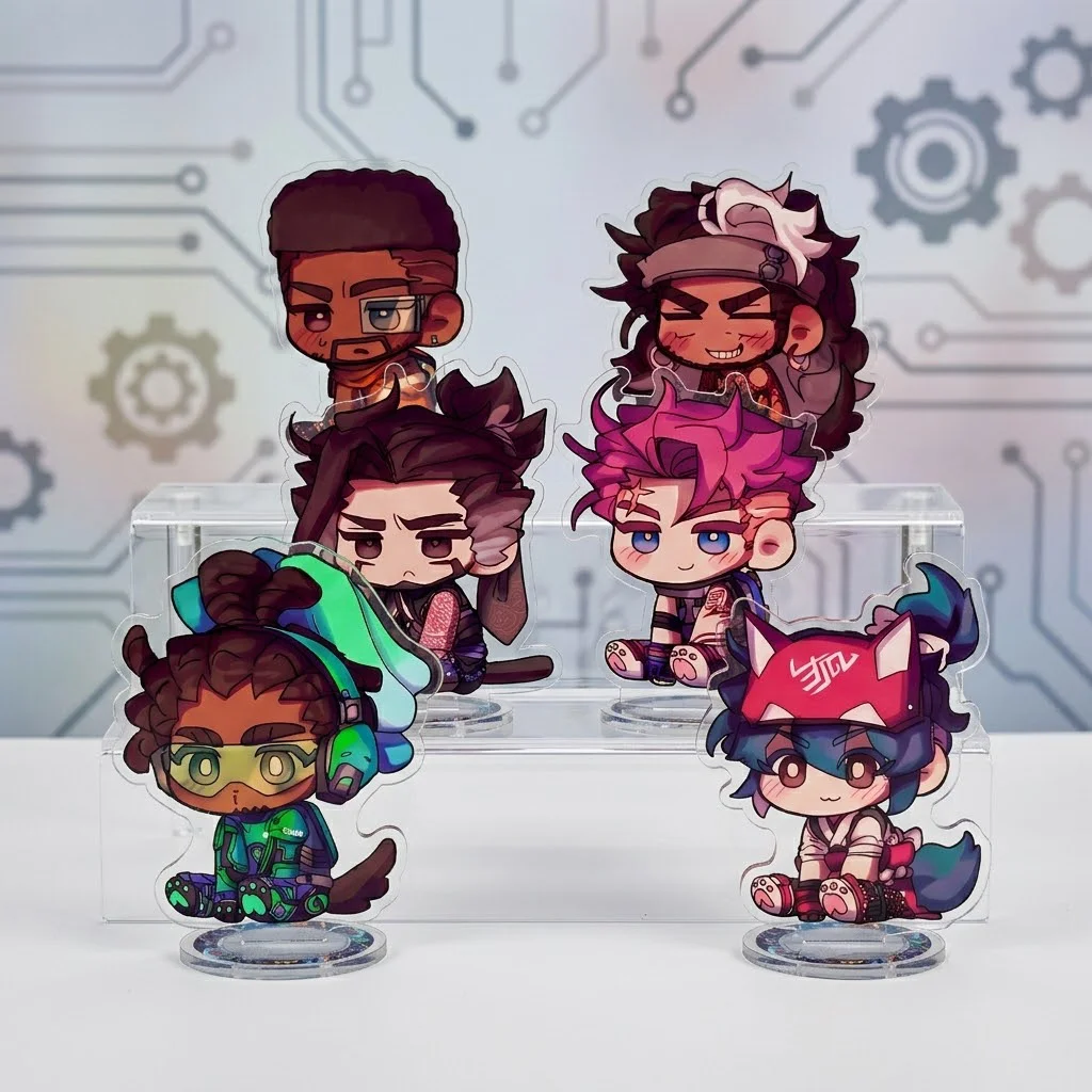 Overwatch Game Acrylic Standee Keychain 10CM Chibi Lucio Symmetra Genji D.Va Hanzo Baptiste Desk Ornament Fan Merchandise