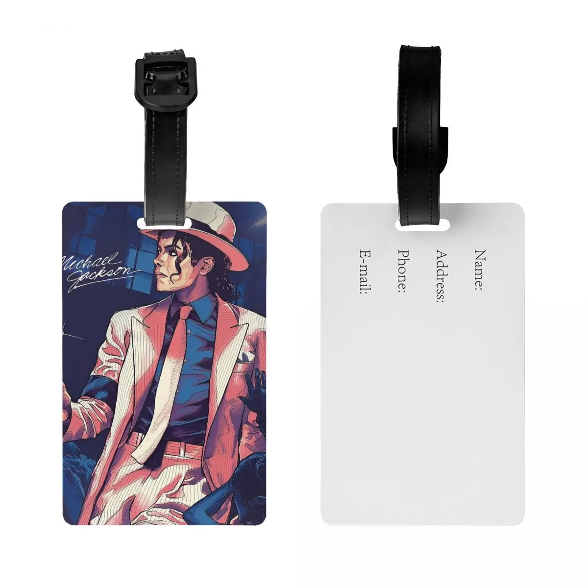 موسيقى البوب مايكل جي جاكسون علامات الأمتعة حقيبة الملحقات السفر لطيف الأمتعة الصعود علامة التسمية حامل معرف اسم العنوان #2