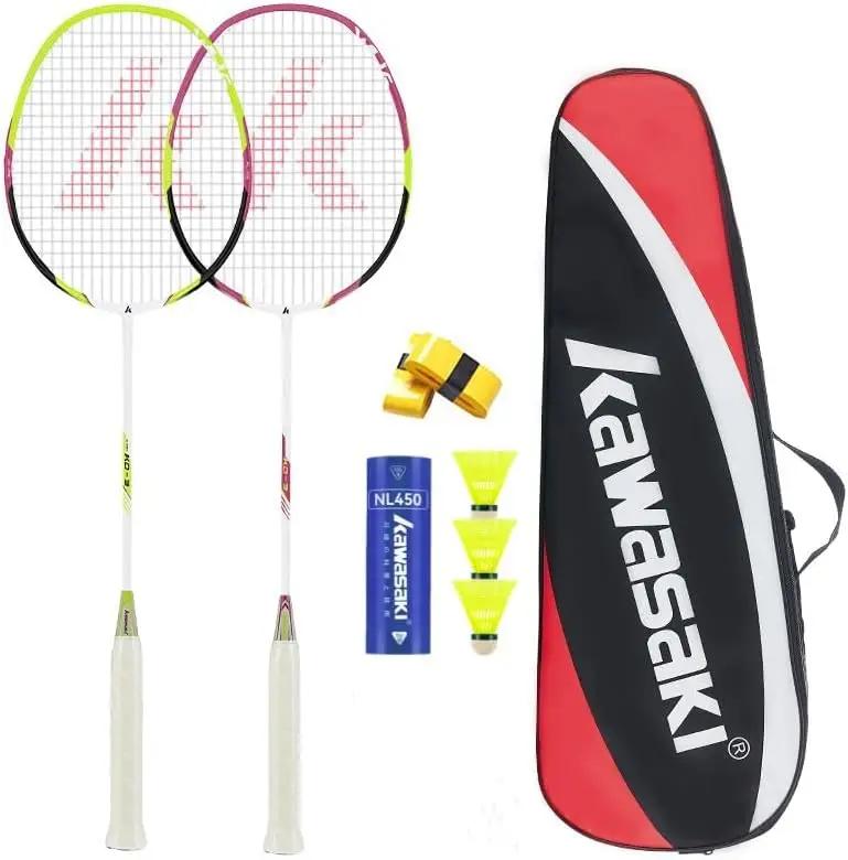 

Professional Graphite Badminton Set with 2 Rackets, Shuttlecocks, Grips & Bag for Backyard Fun
