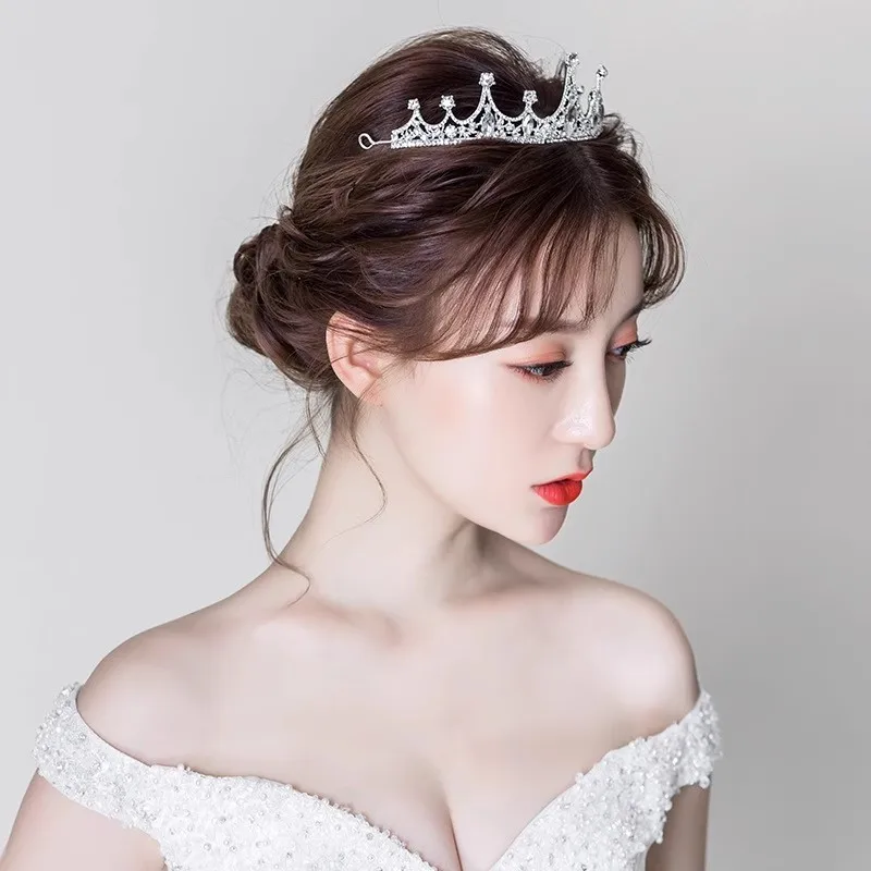 Crystal Silver Tiara Crown Princess Queen jewelry bride headdress bridesmaid hair accessories birthday prom gift image 4