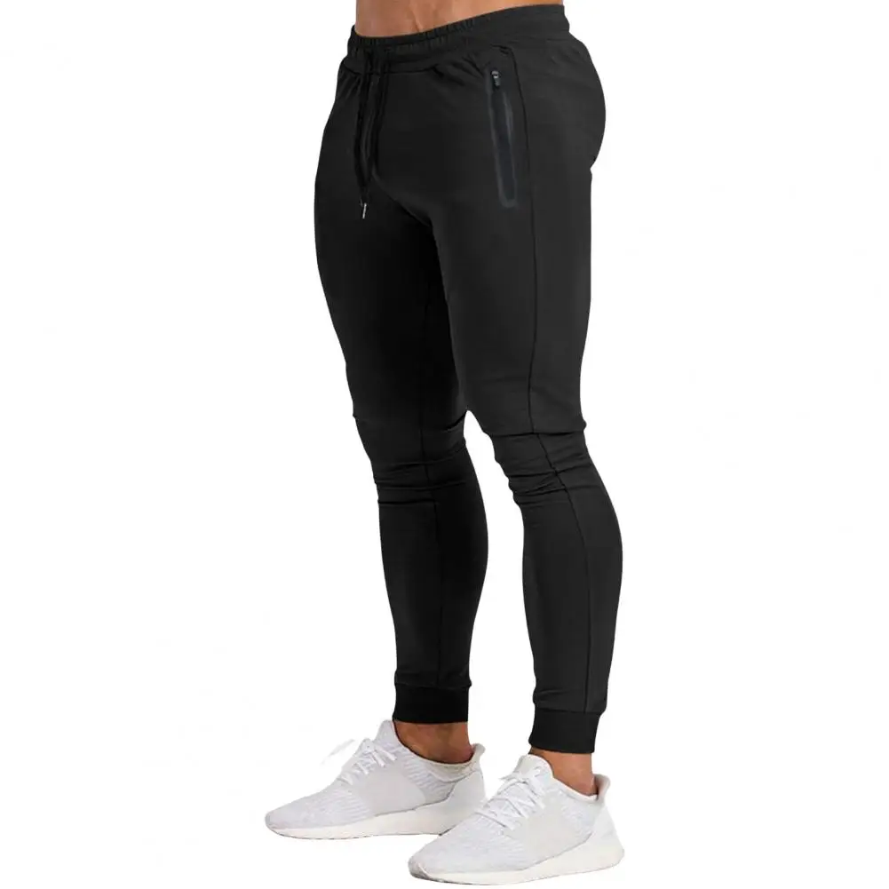 Pantalones informales para hombre, pantalones deportivos de secado rápido con bolsillos con cremallera lateral, cintura elástica con cordón para gimnasio