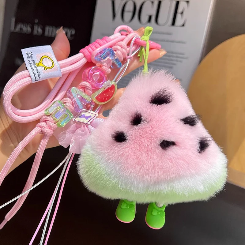 Concha de tortuga, piel de conejo, sandía, decoración colgante, mochila escolar de felpa, estatuilla colgante, bolsa de sandía, regalo