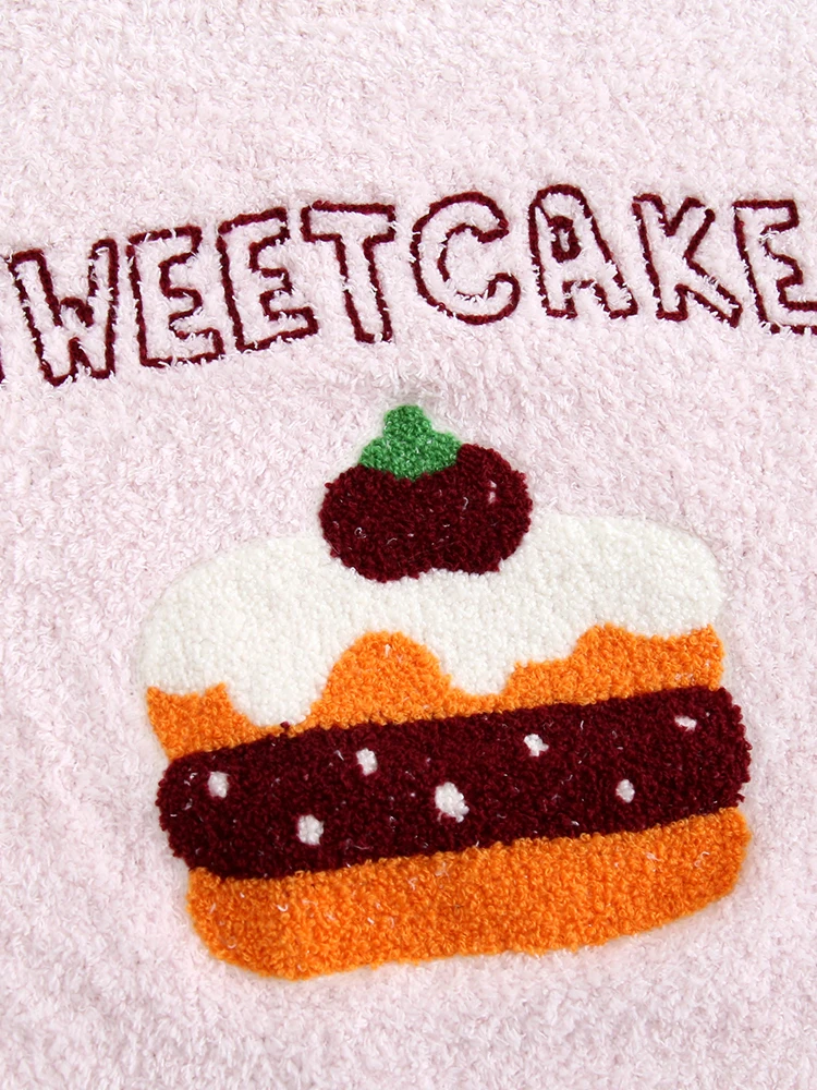 النمط الياباني لطيف الكرتون فتاة الخريف الشتاء رقيقة بيجامة من الصوف 2025 نمط جديد يمكن ارتداؤها الحلو المرجان الصوف Homewear للنساء