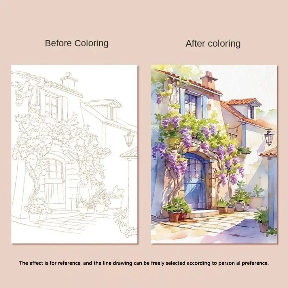 6-Page Foldable Watercolor Painting Kit 12 Colors With Painting Brush Watercolor Sketchbook Various Designs