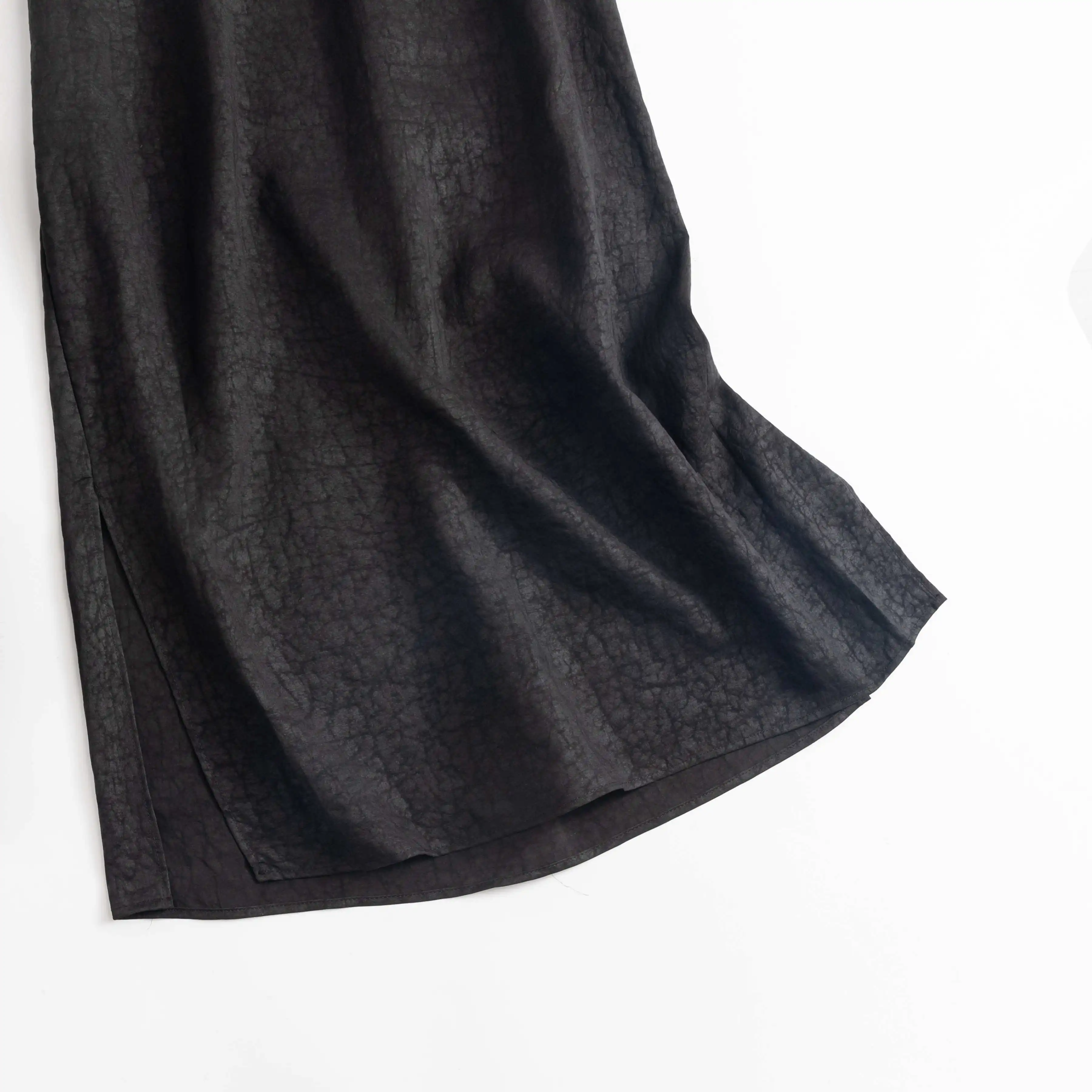 Welfare 100% Natural Mulberry Silk Turtle Crack Gambiered Guangdong Gauze New Chinese Black Medium Length Straight Skirt