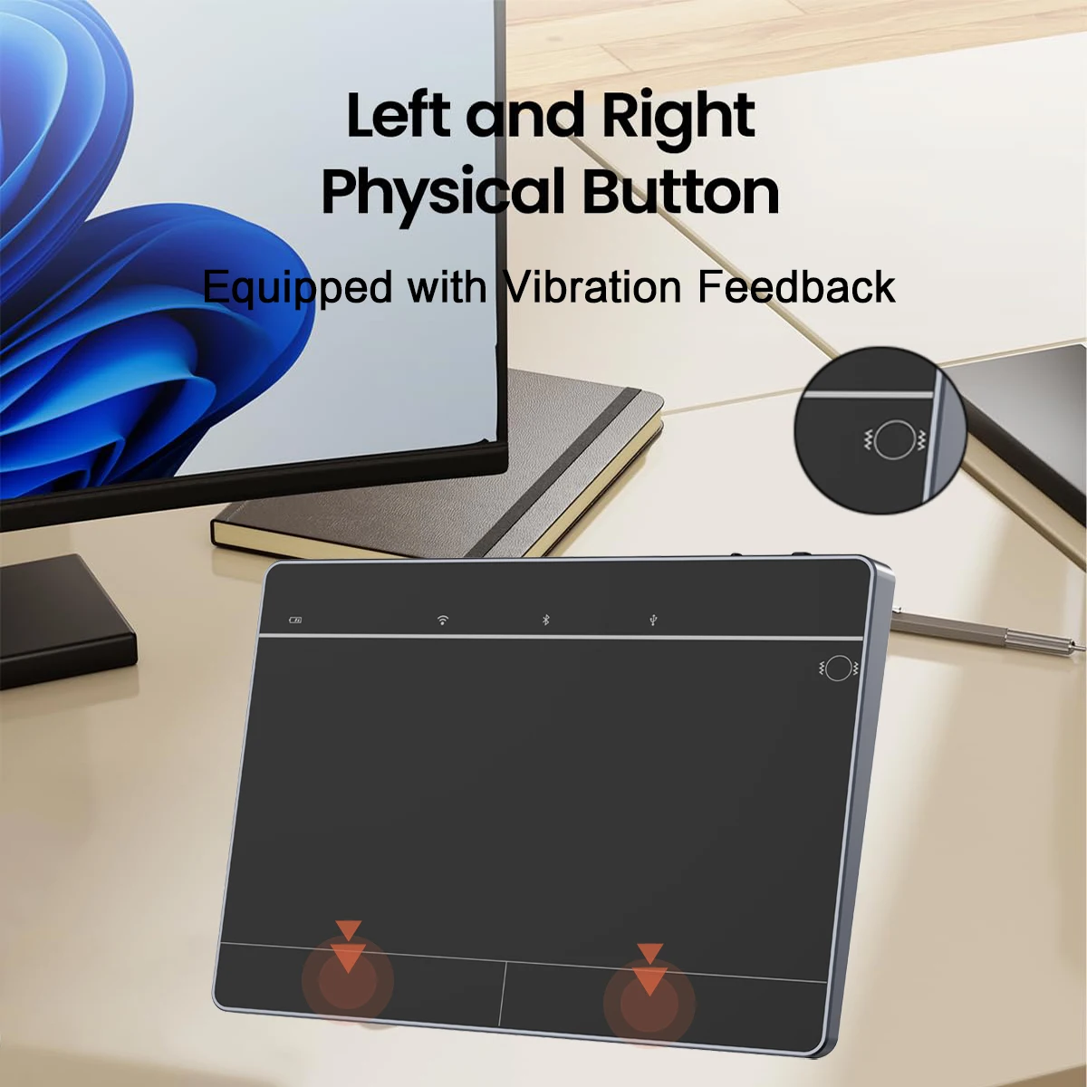 Jomaa recarregável bluetooth touchpad usb sem fio/com fio trackpad para windows computador portátil tablet alta precisão