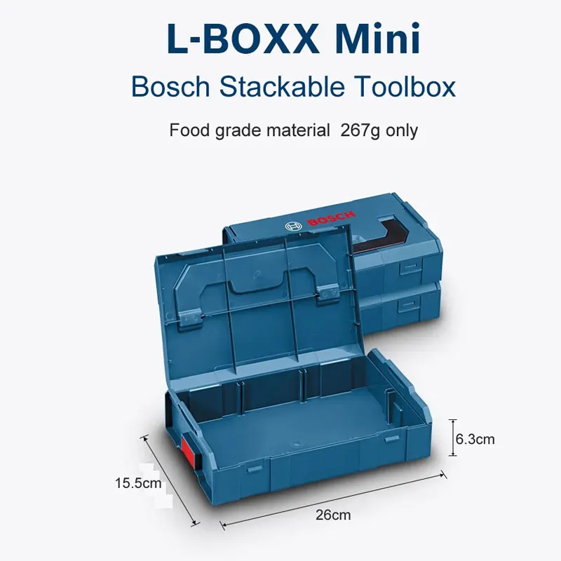 Bosch Portable Tool Box 6 Grid Tool Storage Case Anti-drop Durable PP Plastic Removable Grid Toolkit Mini Stackable Toolbox