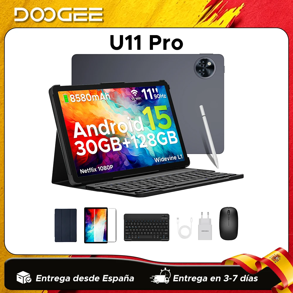Globale Version DOOGEE U11 Pro Android 16 Tablet 30GB(6+24) 256GB 11" HD 90Hz Display 8580mAh Akku Unisoc T7200 Widevine L1