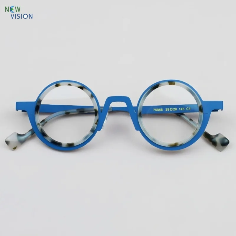 

2025 Ultra Light Pure Titanium Men Eyeglass Frame Acetate Round Glasses Women Retro Support Myopia Blue Light Prescription Lens