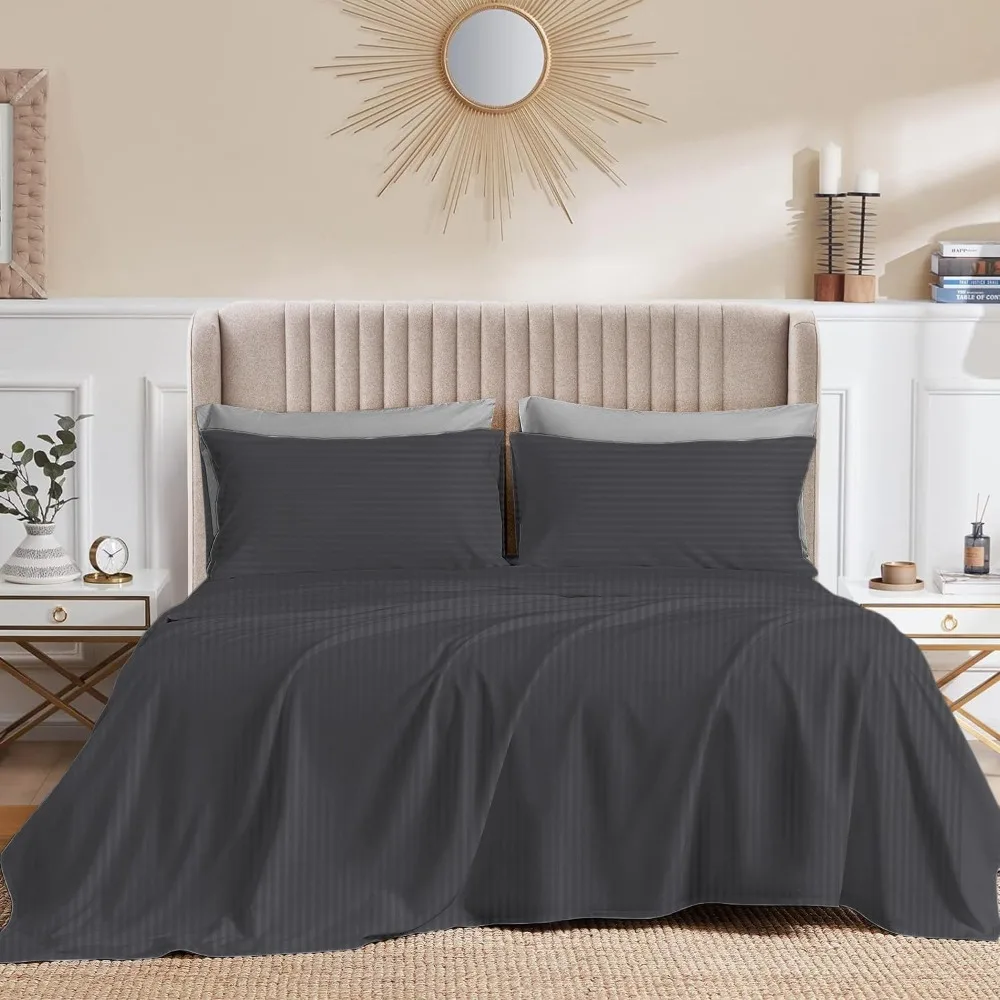 

Семейный комплект простыней XL, 144X84, размер 4 шт., комплект простыней с 800 нитками, роскошный мягкий комплект постельного белья с глубоким карманом, 100% египетский хлопок