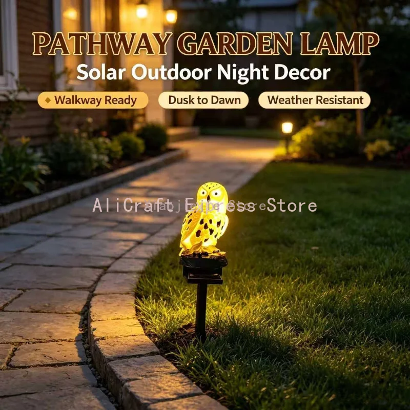 Realistic Spotted Owl Solar Powered Ground Lamp IP44 Rainproof Outdoor Courtyard Backyard Warm Night Ornament Light