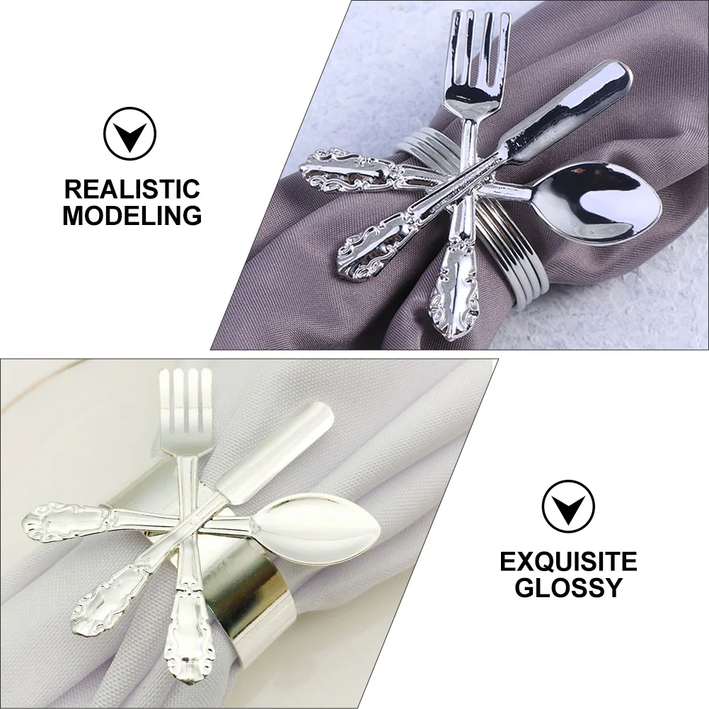 

4Pcs Napkin Buckle Decorative Glossy Metal Design Party Dinner Table Accessory Elegant Napkin Ring Holder for Home Restaurant