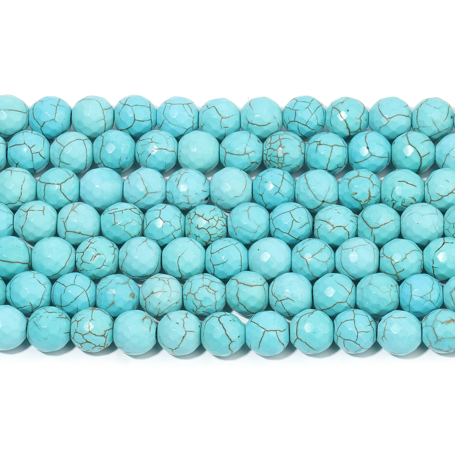 Natural Faceted Stone Turquoise  Howlite Beads Round Beads for Jewelry Making DIY Handmade Bracelet Necklace 4/6/8/10/12mm 15'' image 5